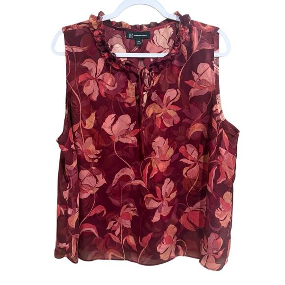 INC International Concepts Burgundy Floral Print Sleeveless Blouse Women’s XXL - Picture 4 of 13